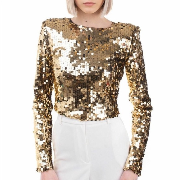 NWT Vicolo gold sequin zip up blouse - Picture 1 of 5